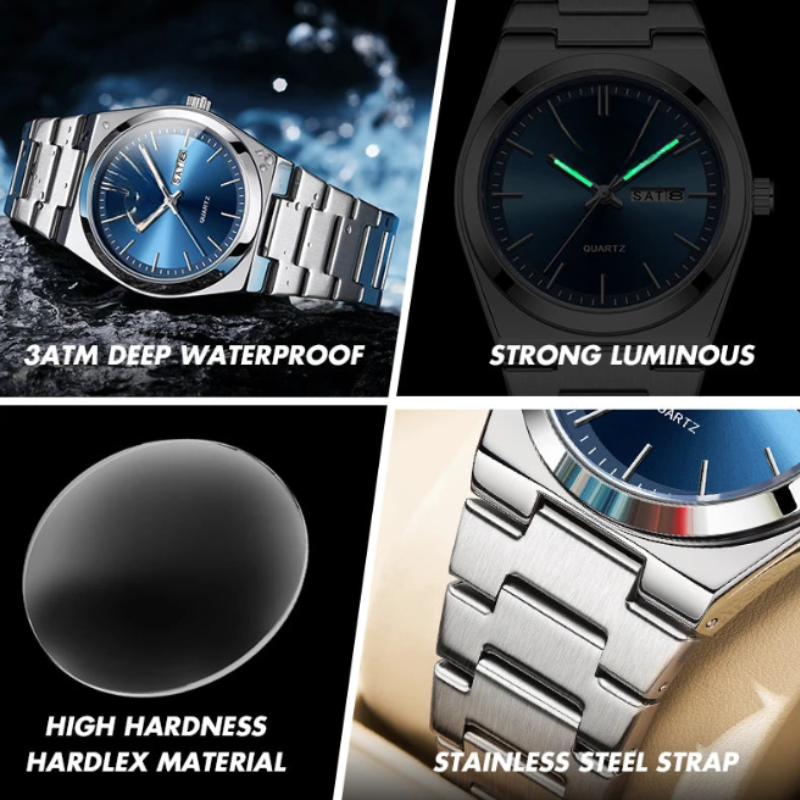 Watch Quartz with Stainless Steel Waterproof