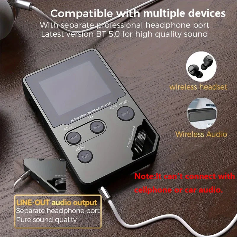 Bluetooth MP3 Player Zinc Alloy 8GB Lossless Audio
