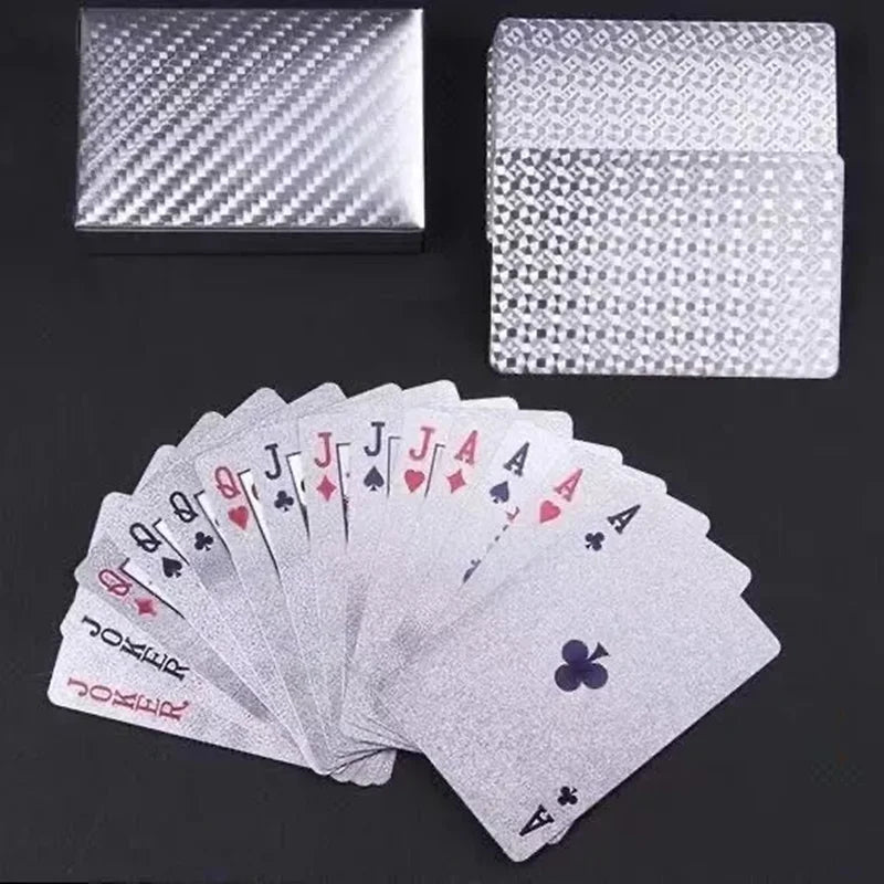 Playing Cards Silver Foil Waterproof Plastic