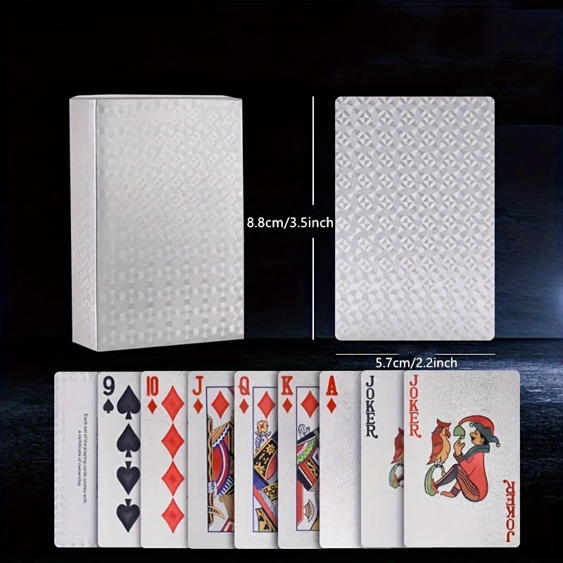 Playing Cards Silver Foil Waterproof Plastic