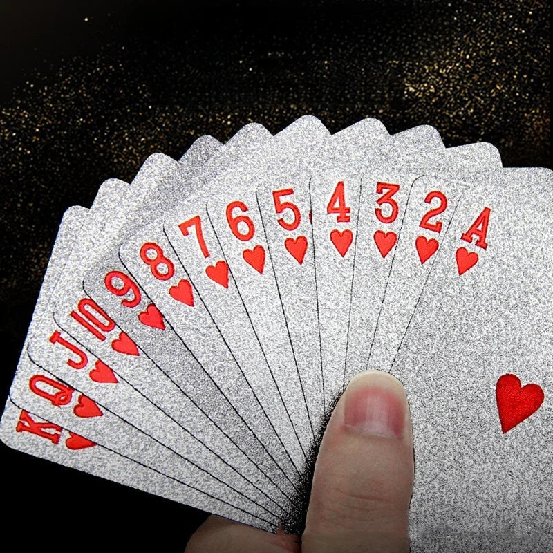 Playing Cards Silver Foil Waterproof Plastic