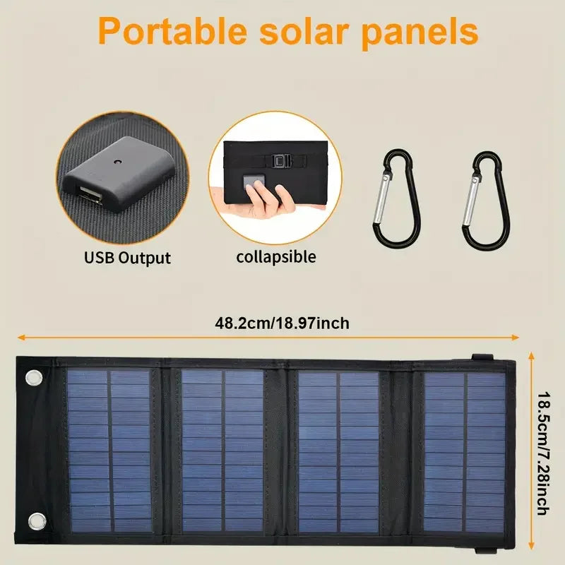 Solar Panel with Portable USB Charger for Camping