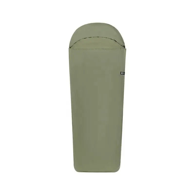 Green sleeping bag on a white background