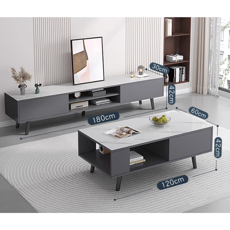 TV Cabinet Coffee Table Set Modern for Living Room