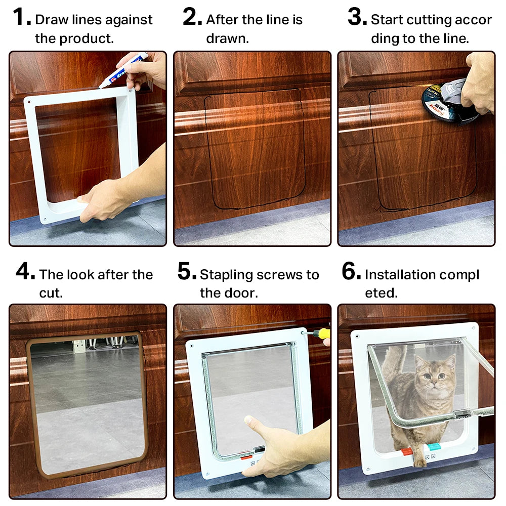 Pet Door Locking 4 Way ABS Cat Dog Flap