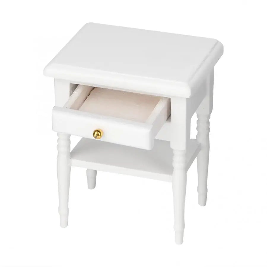 Dollhouse Bedside Table with Wooden Miniature Furniture
