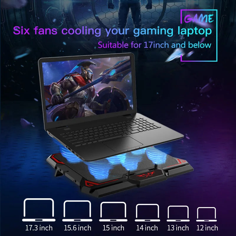 Laptop Cooling Pad 17 Inch Gaming Six Fan LED