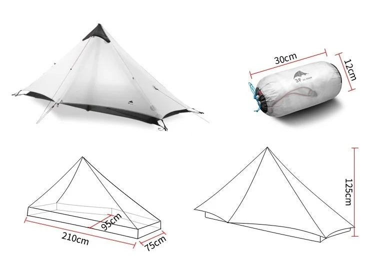 Outdoor Camping Tent with Ultralight 3 Season for 1 Person
