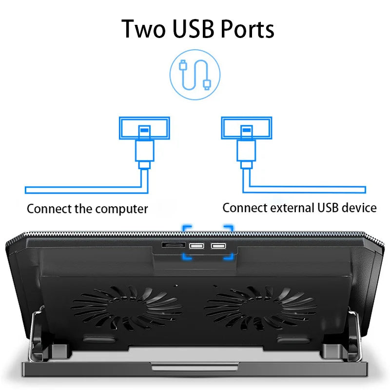 Laptop Cooler Stand Adjustable Dual Fan USB