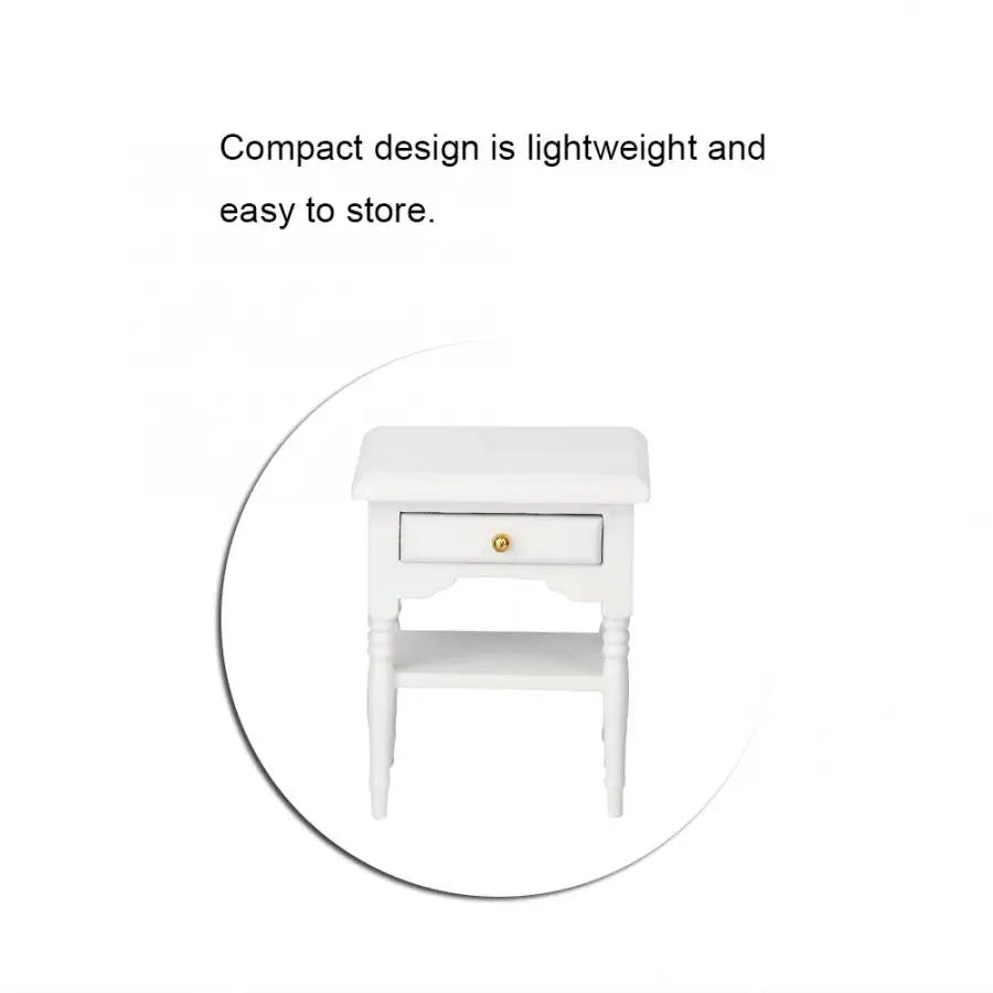 Dollhouse Bedside Table with Wooden Miniature Furniture