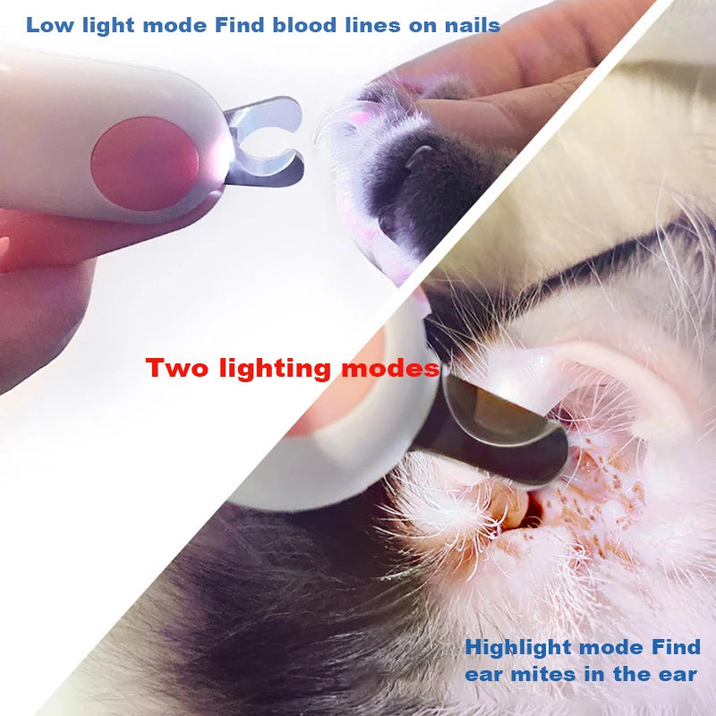 Pet Nail Clipper LED Light Grooming Scissors