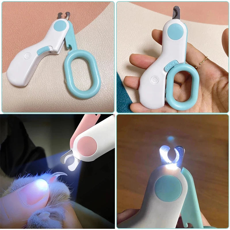 Pet Nail Clipper LED Light Grooming Scissors