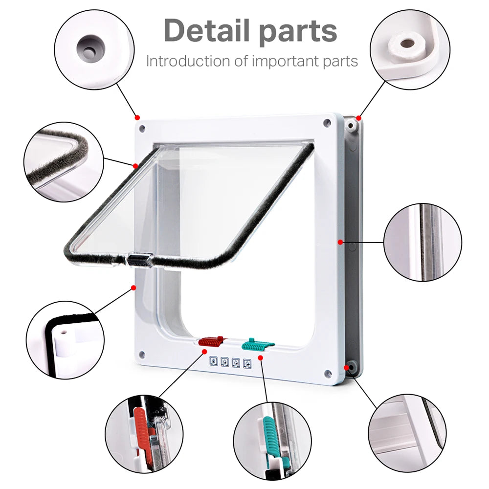 Pet Door Locking 4 Way ABS Cat Dog Flap