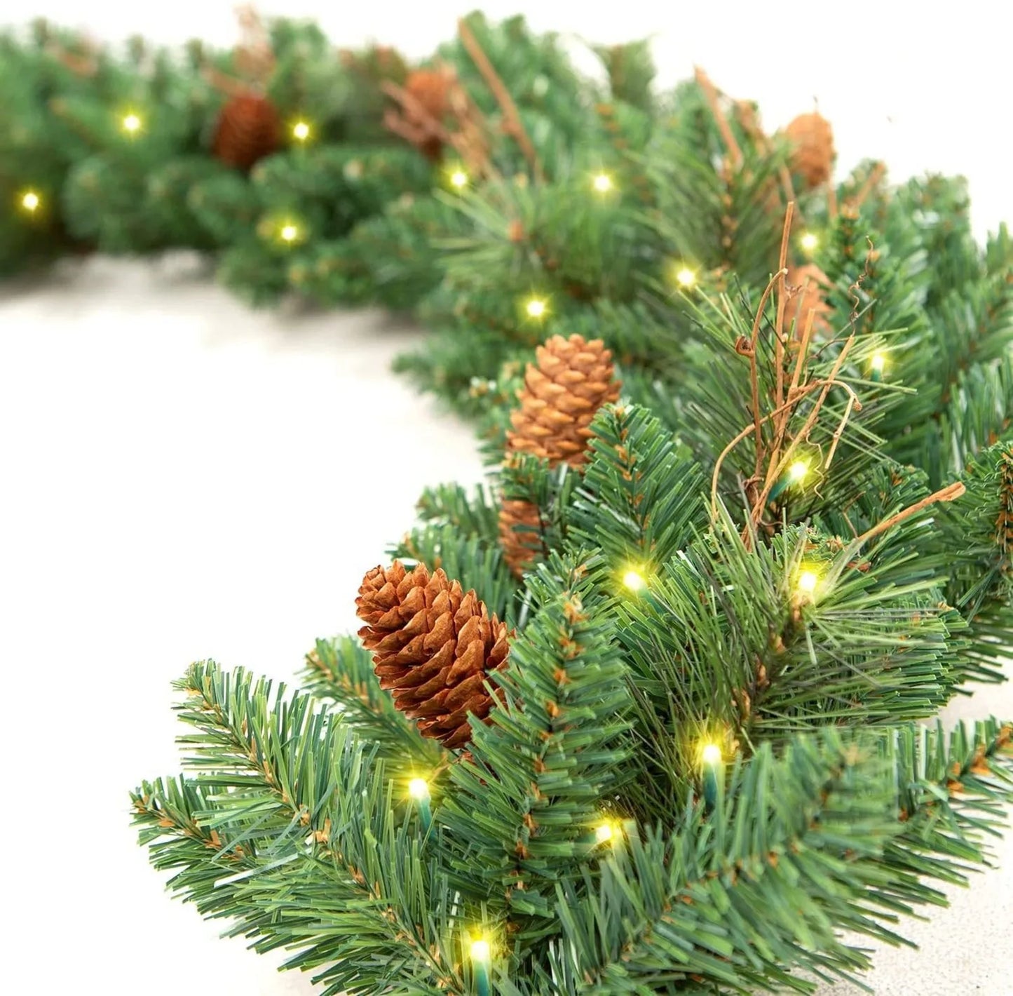 Christmas Wreath with Rattan and Vine Lights