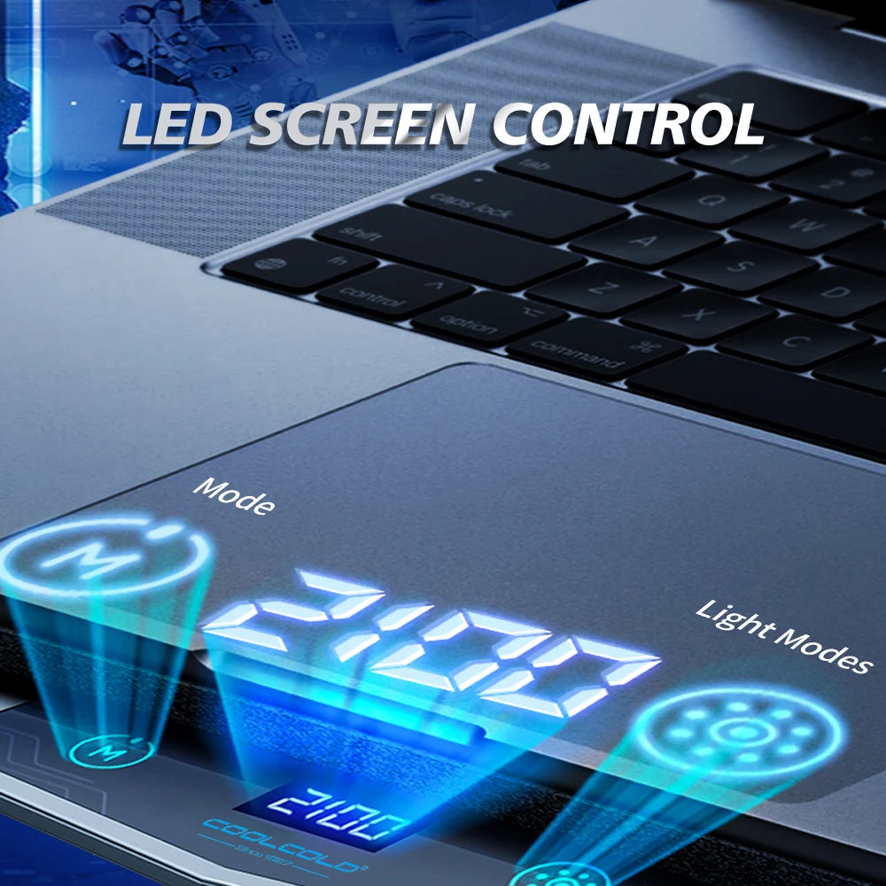 Laptop Cooling Pad Adjustable RGB Quiet USB Fans