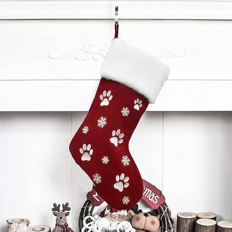 Personalized Christmas Socks with Pet Paw Print Design, Perfect Holiday Gift and Decoration for Home Parties, Festive Home Decor