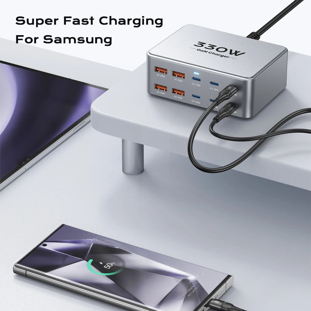 USB Charger GaN 330W Multiport Fast Charging Station