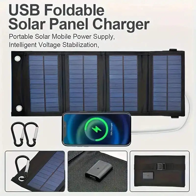 Solar Panel with Portable USB Charger for Camping