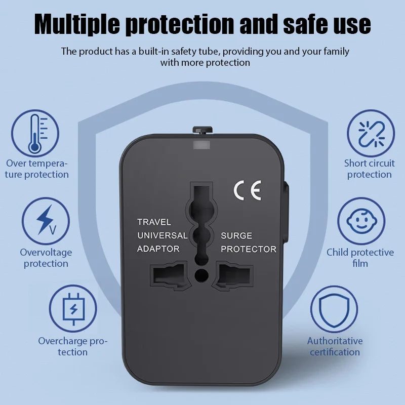 Travel Plug Adapter Universal USB Locking