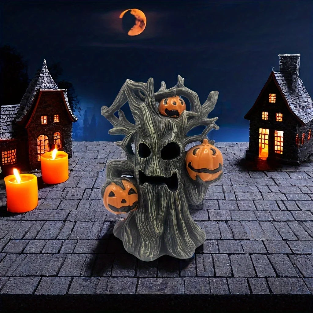 Halloween Pumpkin Tree Monster Statue Resin Ornament
