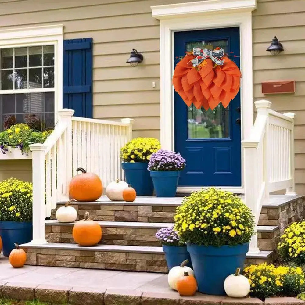Pumpkin Wreath Autumn Front Door Decoration 40cm