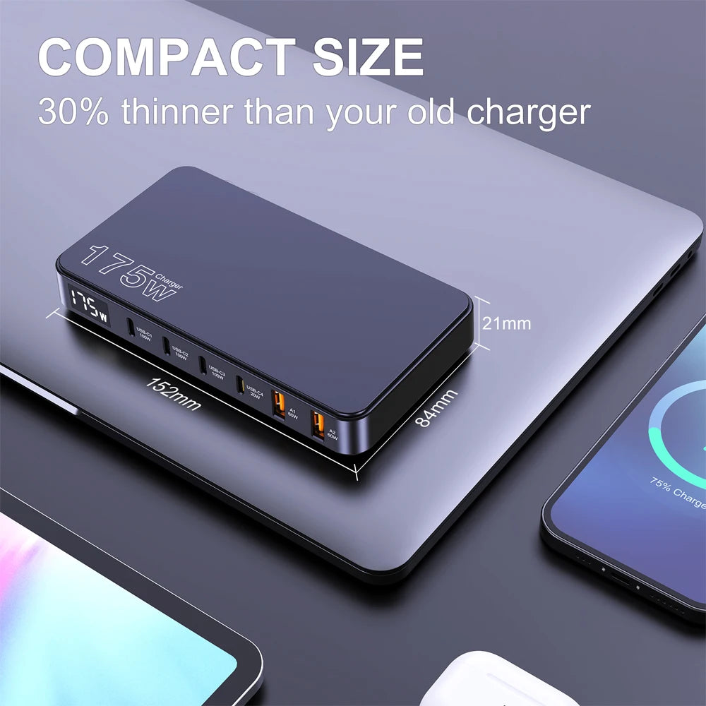USB Charger GaN 175W 6-Port Fast Charging