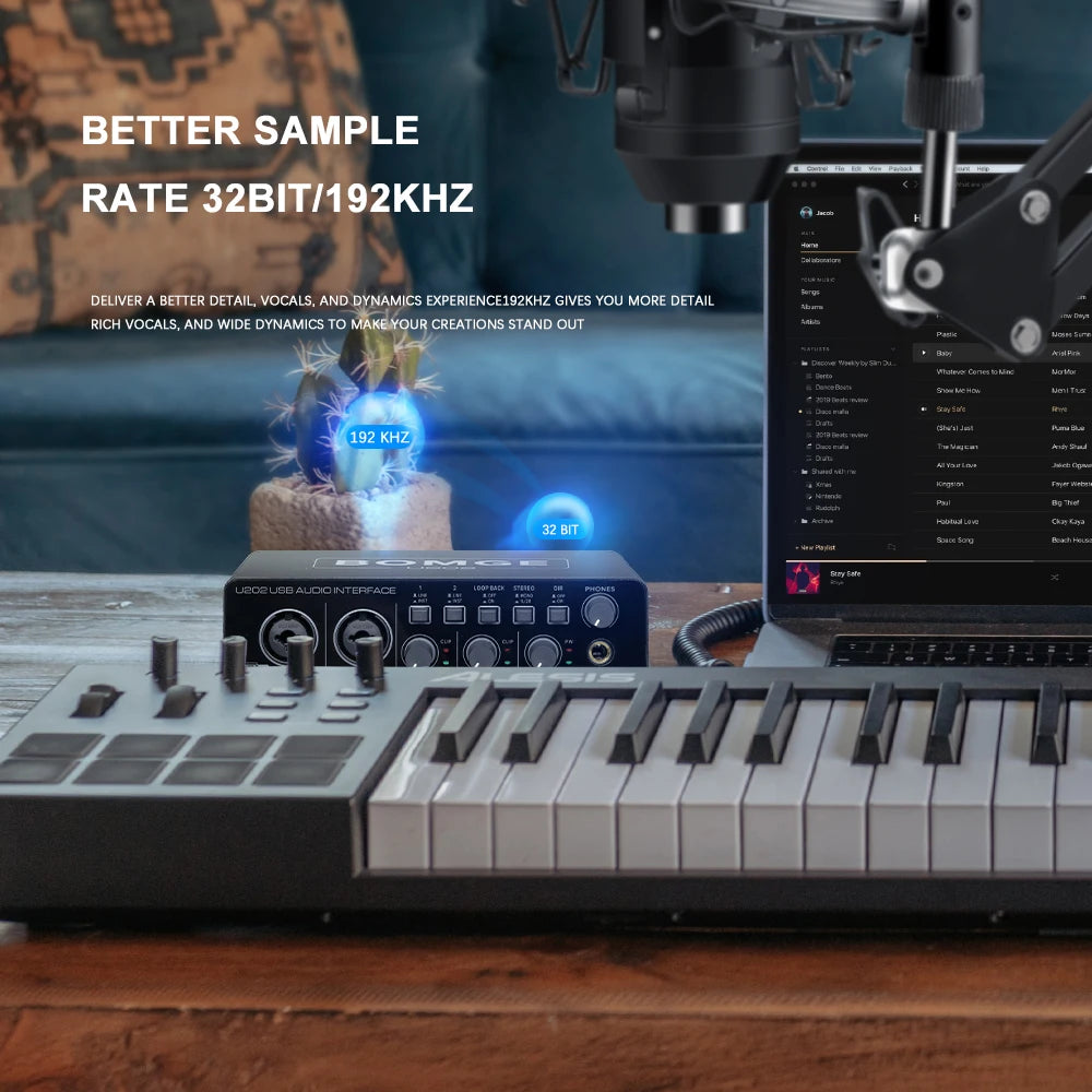 USB Audio Interface Mic Preamplifier 48V 32Bit