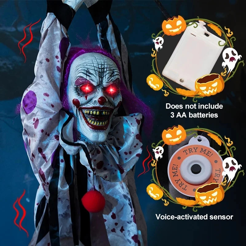 Halloween Clown Animatronic Hanging Decoration