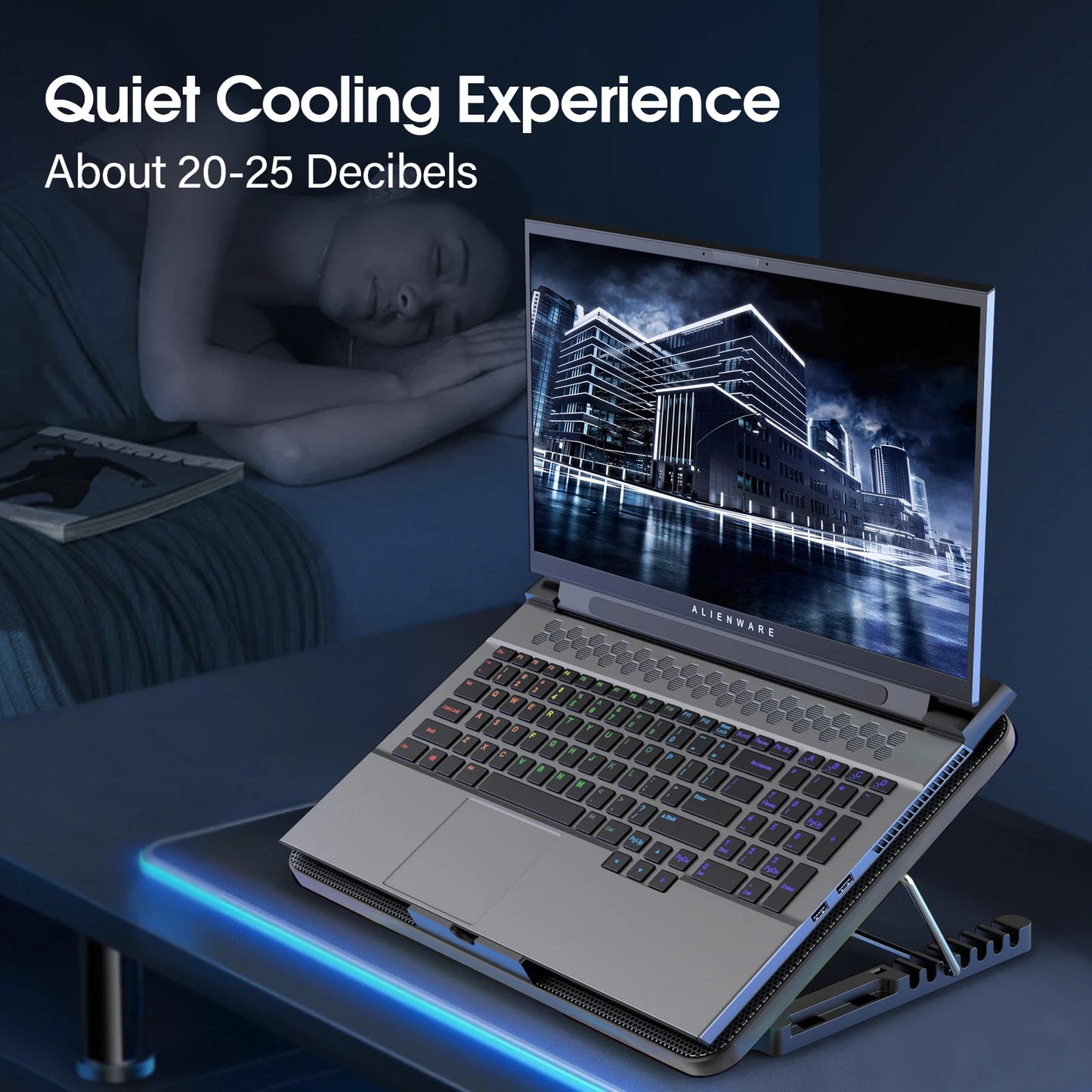 Laptop Cooling Pad Adjustable Stand with 6 Quiet Fans