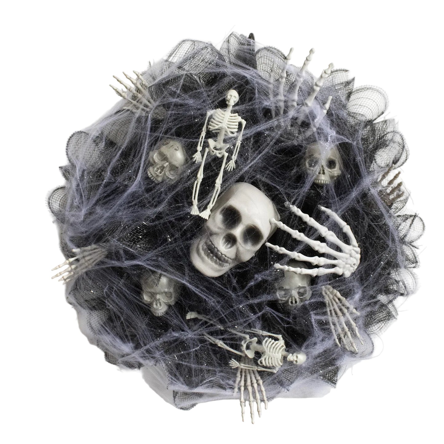 Halloween Wreath Skeleton Spider Web Black