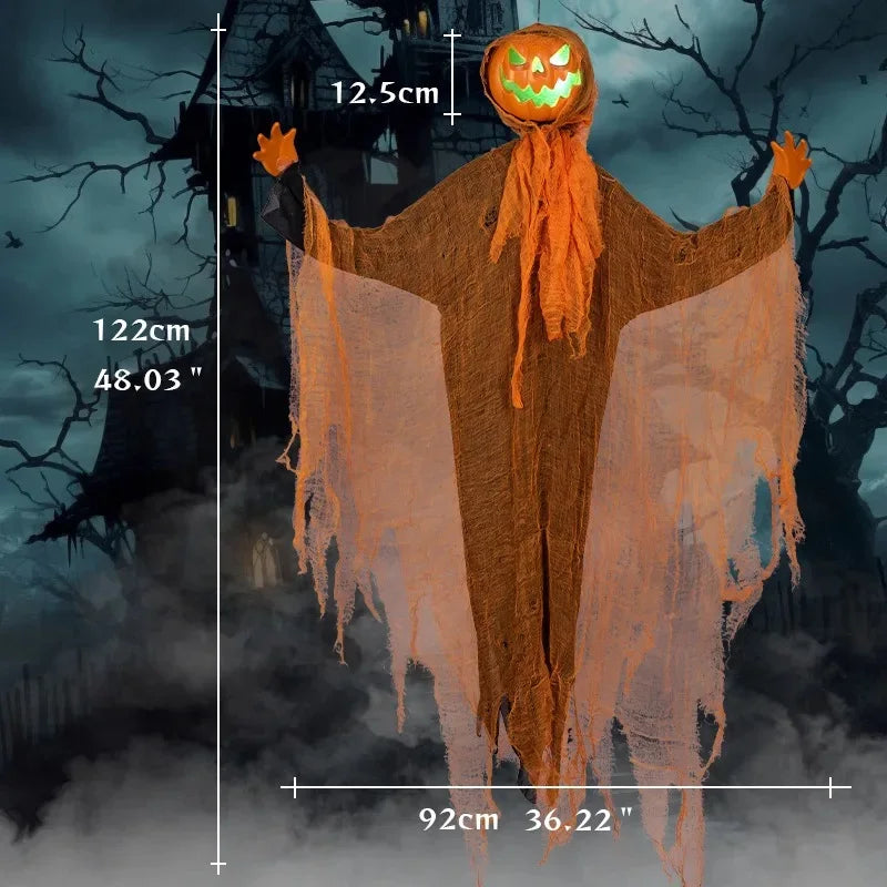 Halloween Pumpkin Hanging Ghost with Green Light Sound