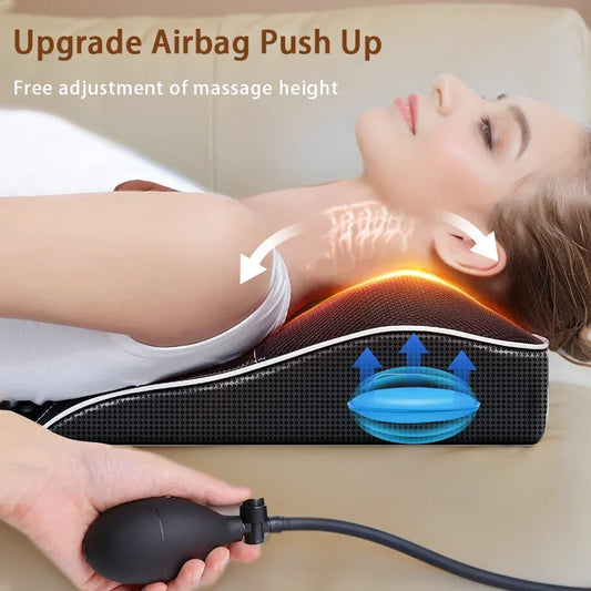 Neck Massager with Electric Traction Heating Head Support