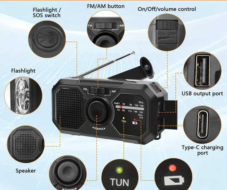Portable Emergency AM/FM Dynamo Radio Power Bank