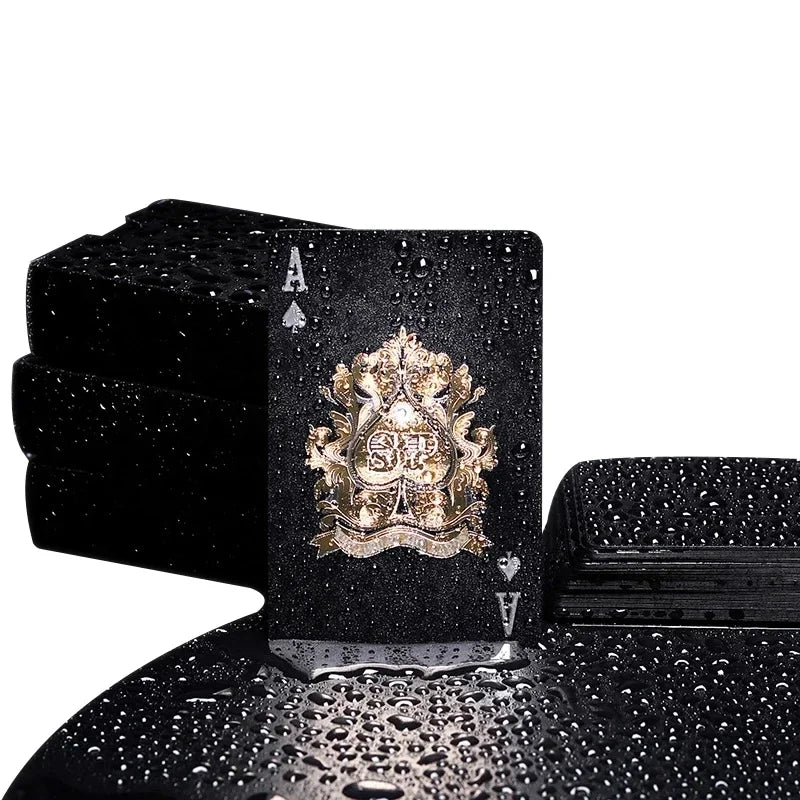 Poker Cards Waterproof PVC Black Rose Deck
