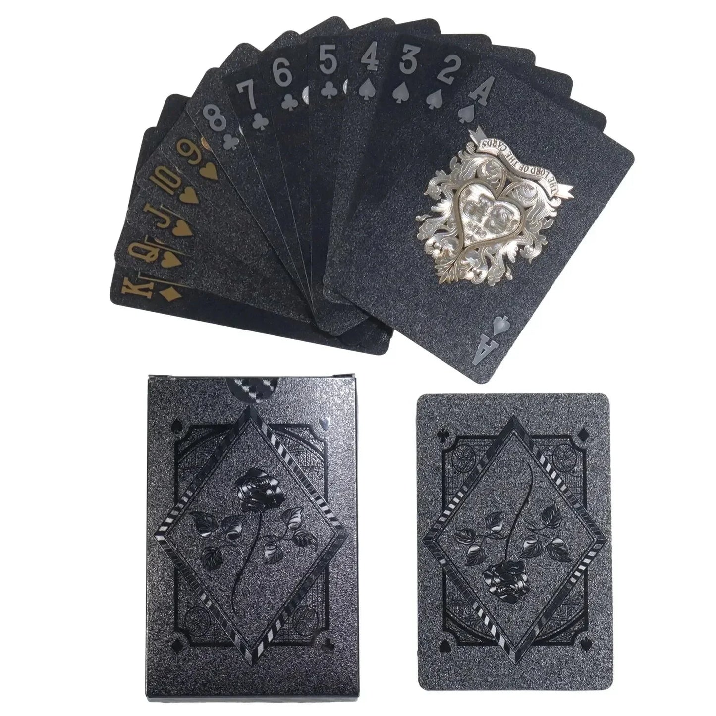 Poker Cards Waterproof PVC Black Rose Deck