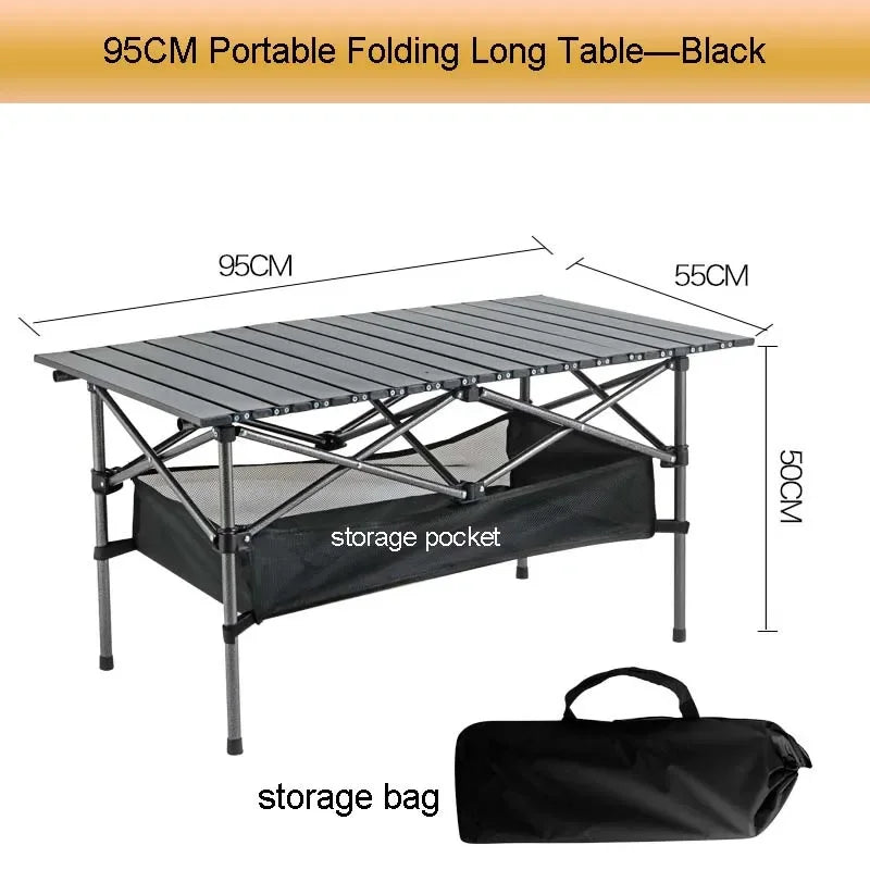 Camping Table Portable Folding Outdoor Black Metal