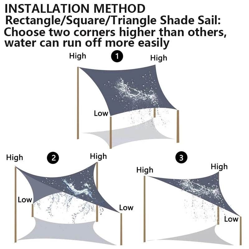 Shade Sail Waterproof Polyester (Grey)