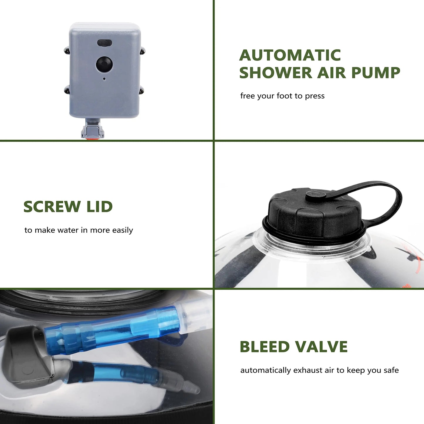 Outdoor Shower Camping Shower Bag with Solar Pressure Pump