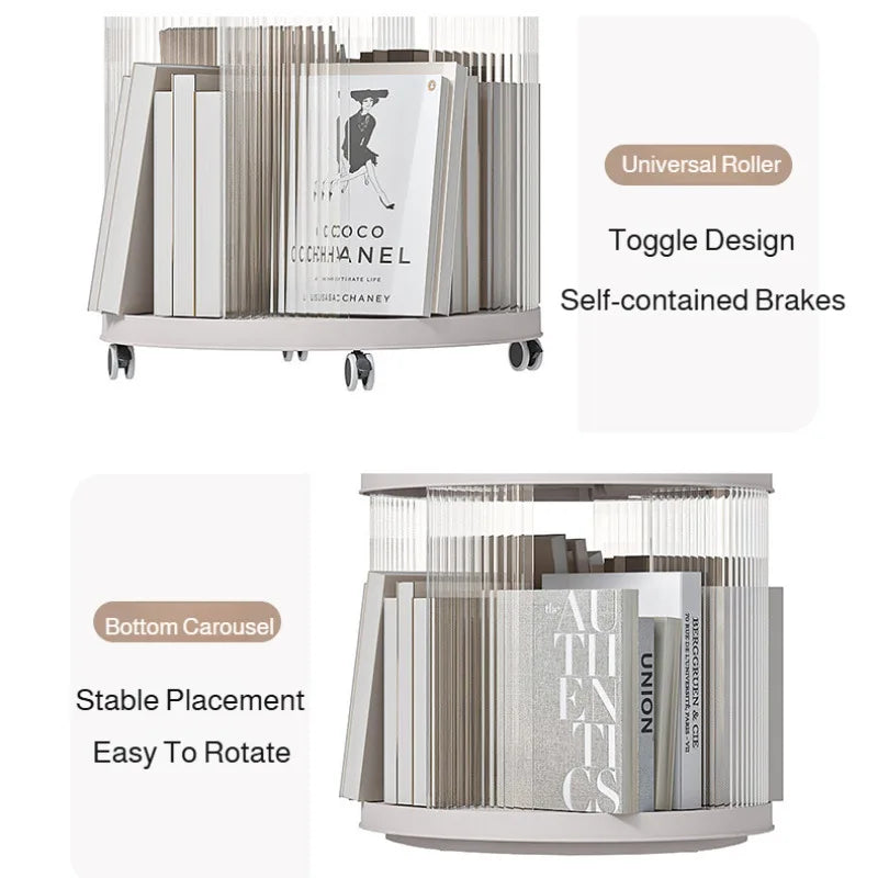 Bookshelf Rotating 360° Transparent Storage