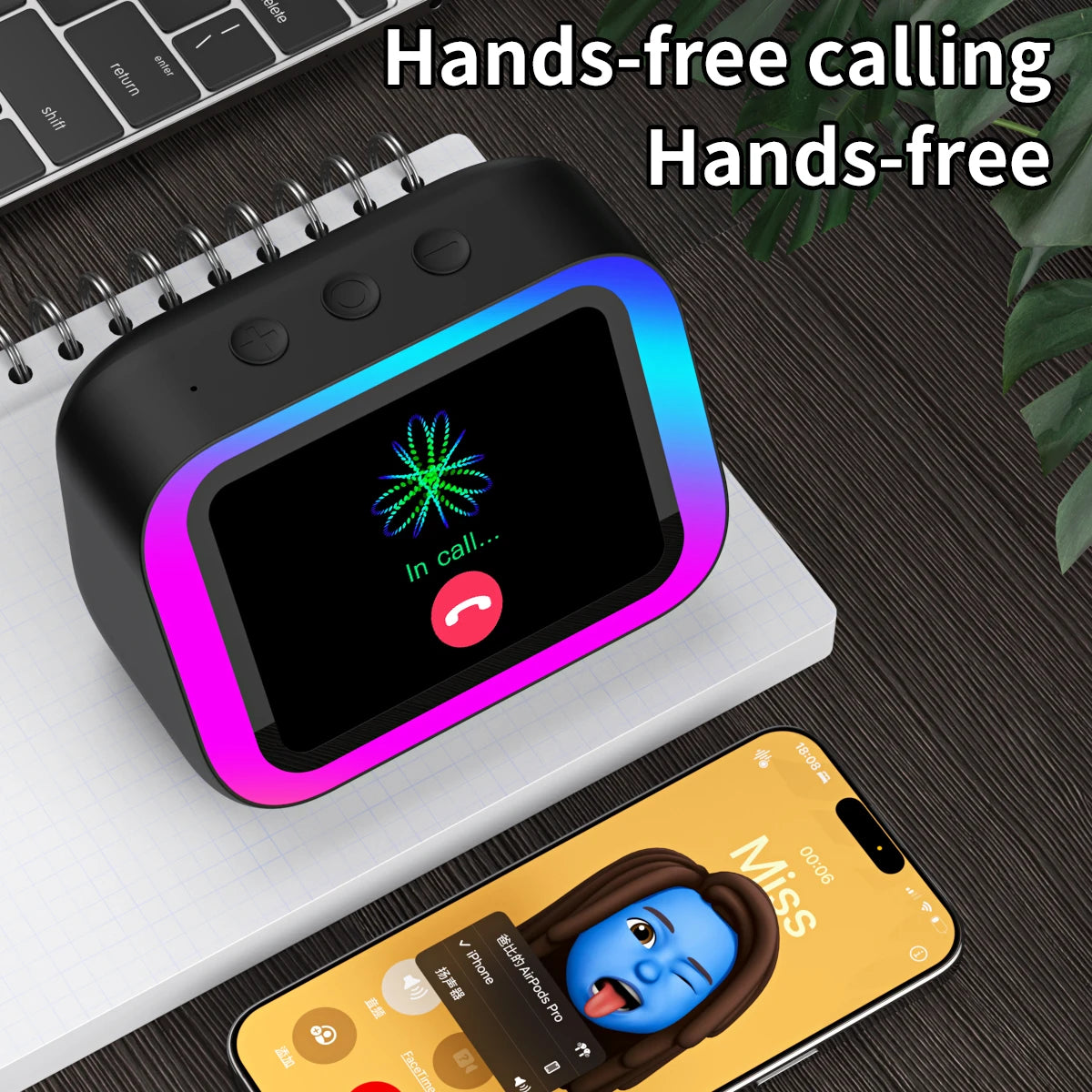 Bluetooth Speaker with Smart Clock Large Screen Display