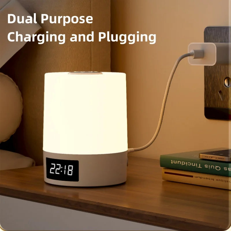 Night Lamp Light Clock with Dimmable LED for Bedroom