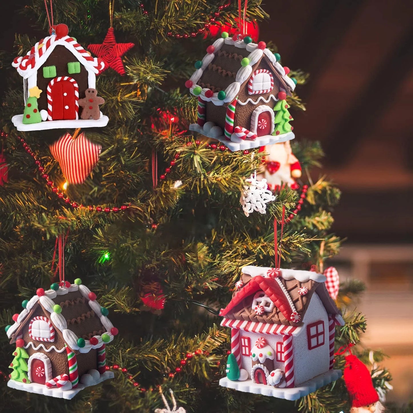 Christmas Ornaments Gingerbread House Hanging Set