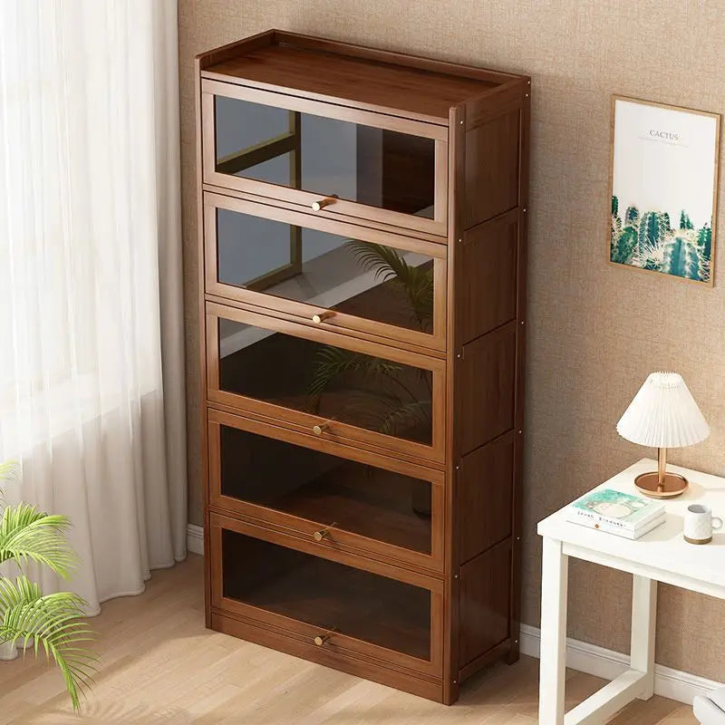 Bookshelf Storage Cabinet with Flip Doors
