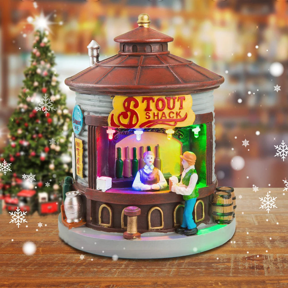 Christmas Village House with LED Light Up Figurine