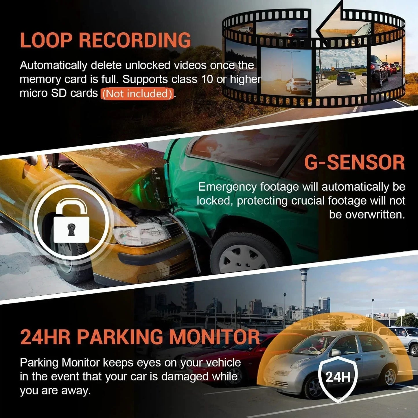 Dash Cam Car WiFi Dual Lens 1080P