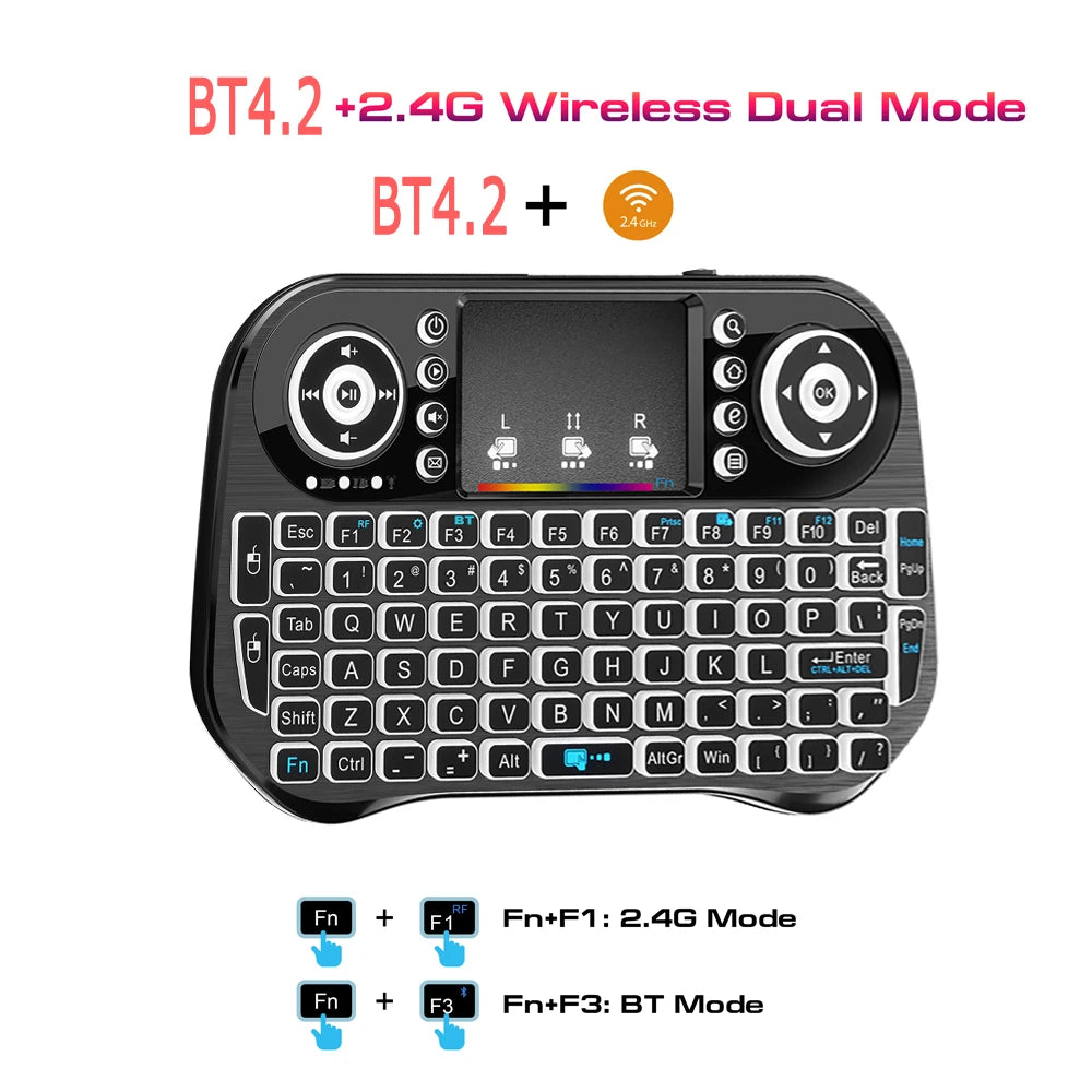 Mini Wireless Bluetooth Keyboard Backlit USB for Android PC