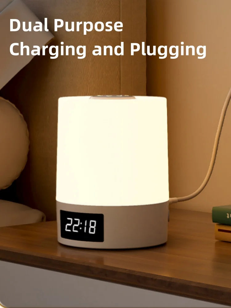 Night Lamp Light Clock with Dimmable LED for Bedroom