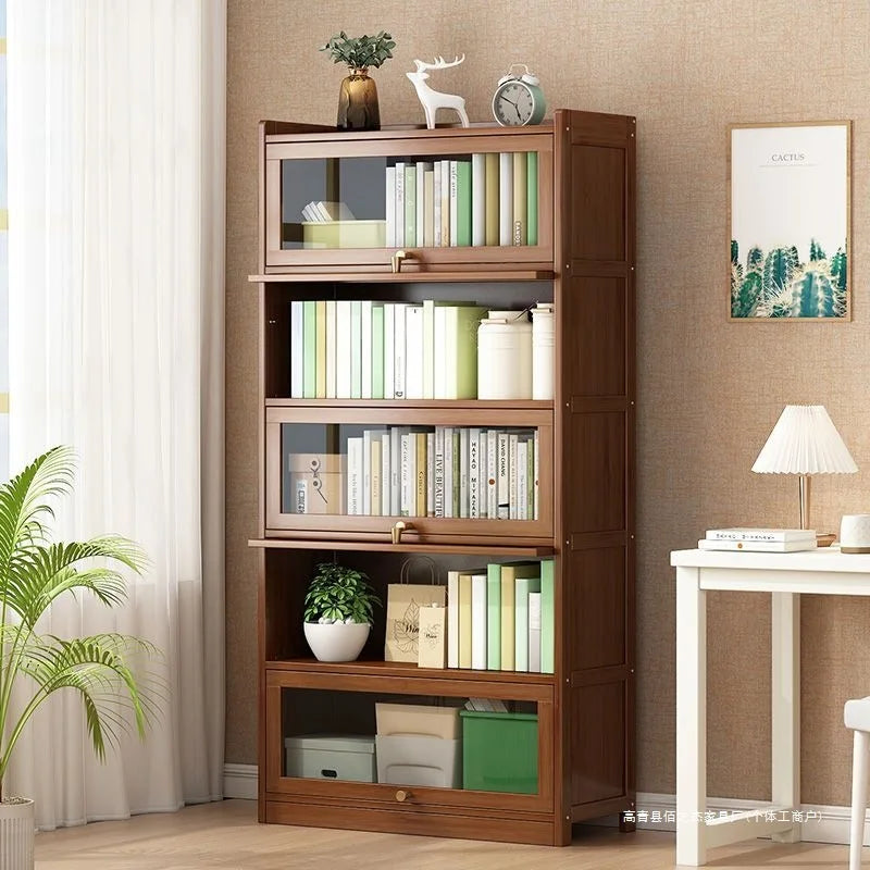 Bookshelf Storage Cabinet with Flip Doors