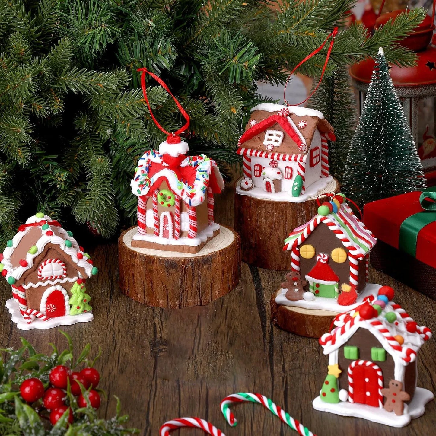 Christmas Ornaments Gingerbread House Hanging Set