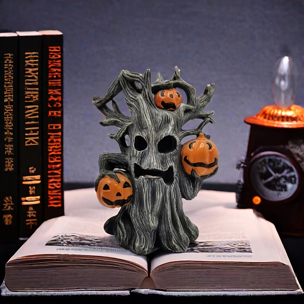 Halloween Pumpkin Tree Monster Statue Resin Ornament